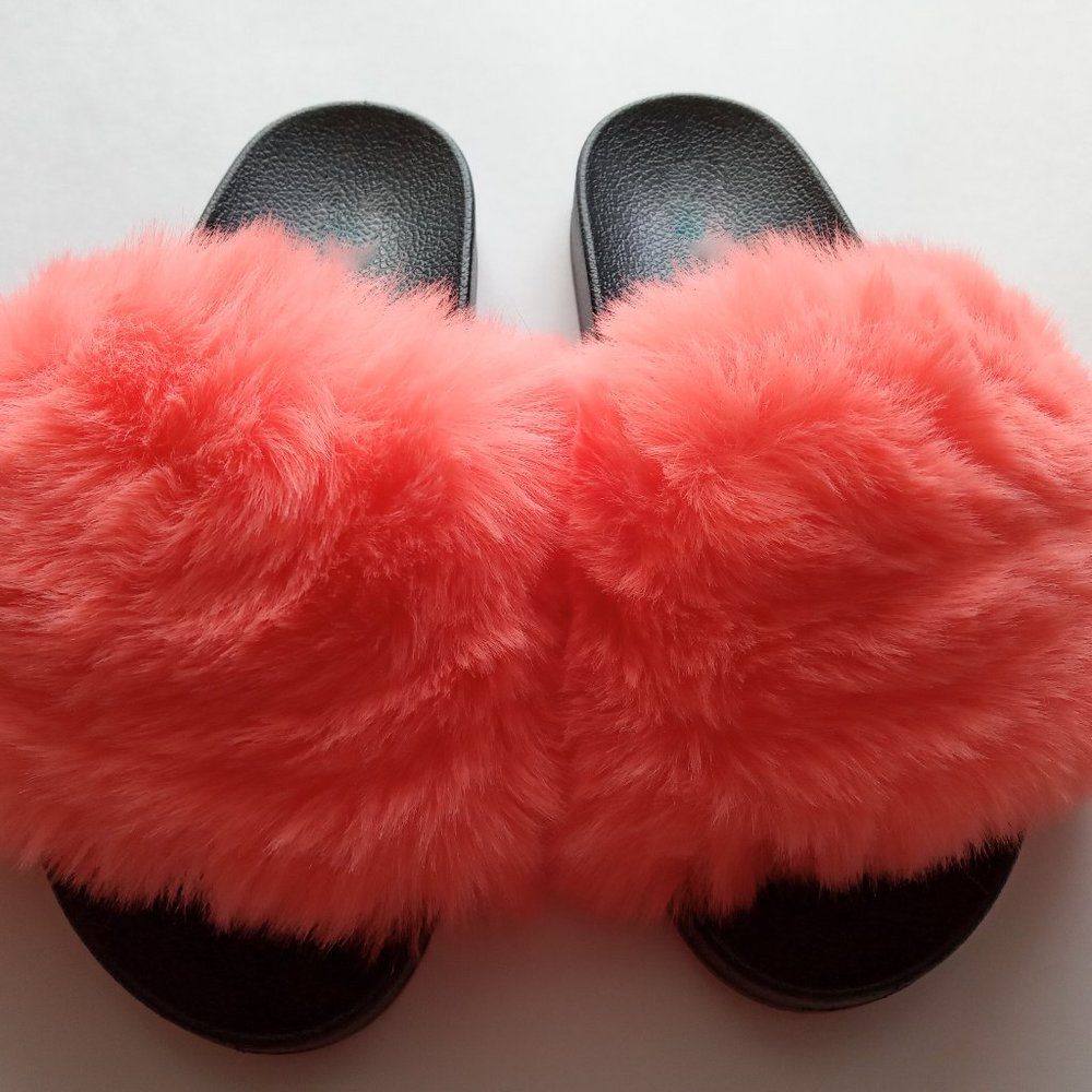 Women's  Sandal, Faux Fur , Coral Color, Pick